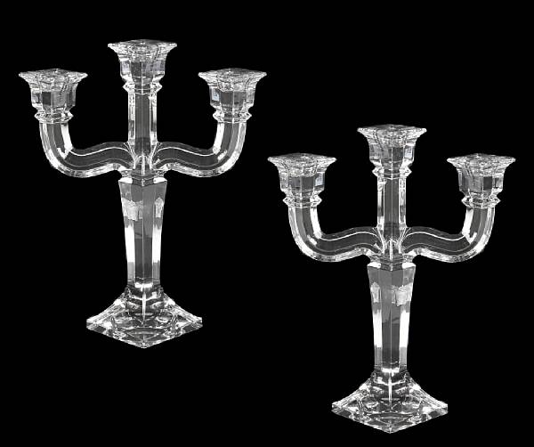 Appraisal: A pair of Versace by Rosenthal glass three light candelabra