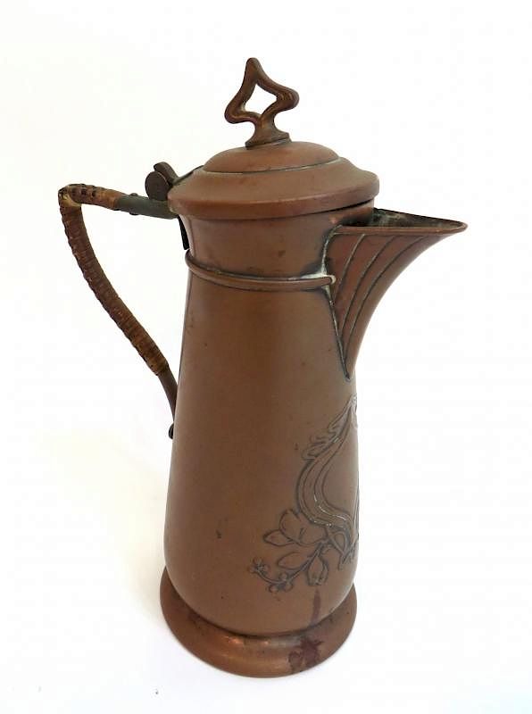 Appraisal: Art Nouveau Style Copper Pitcher Art Nouveau Style Copper Pitcher