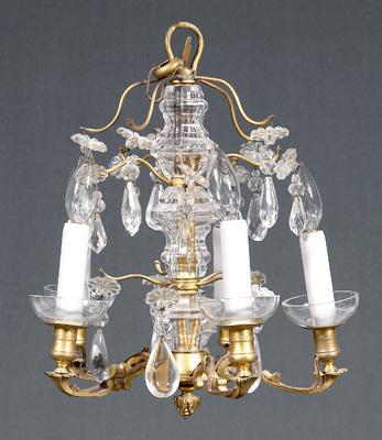 Appraisal: Fine brass and crystal hall fixture Louis XVI style five