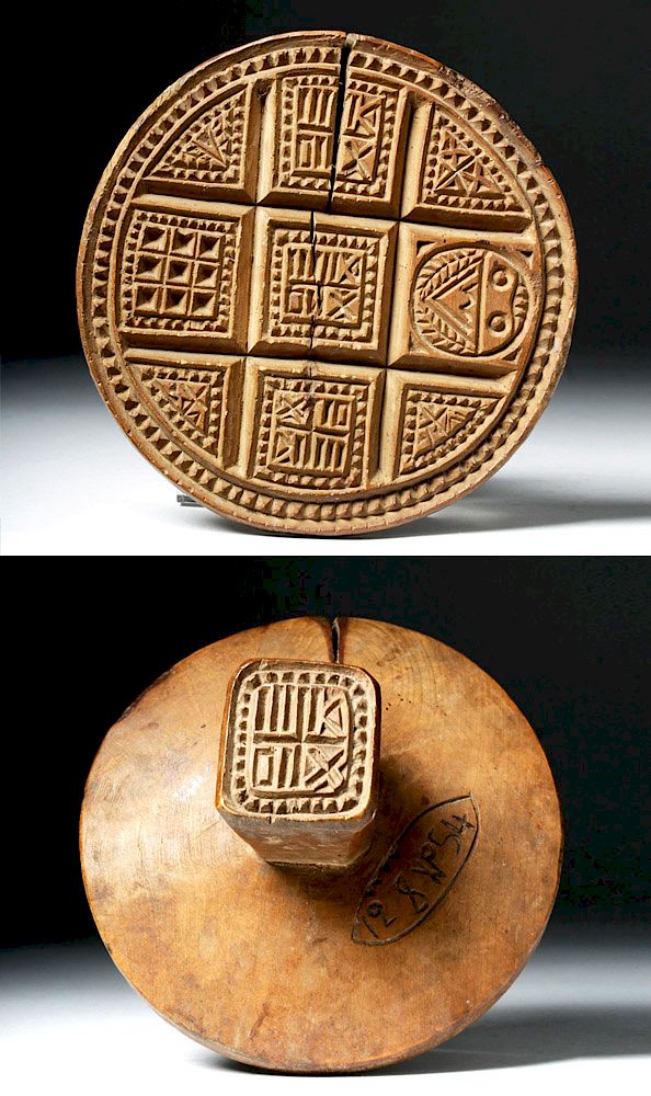 Appraisal: Greek Orthodox Wood Bread Stamp - Dated Originally Listed At