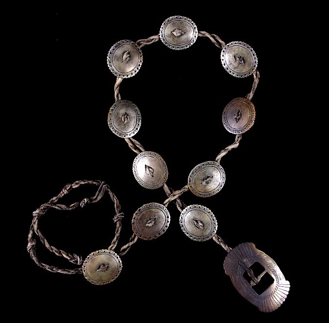 Appraisal: Navajo First Phase Revival Silver Concho Belt This is a