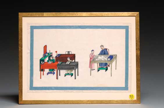 Appraisal: ANTIQUE PITH PAPER PAINTINGS Group of eight well rendered antique