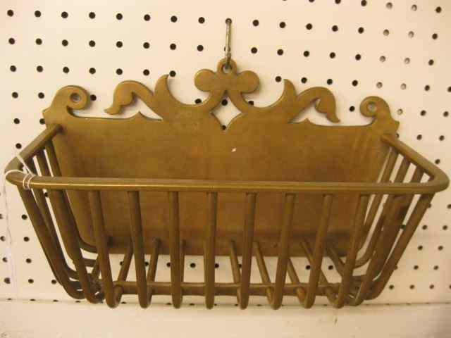 Appraisal: Brass Wall Basket '' x ''