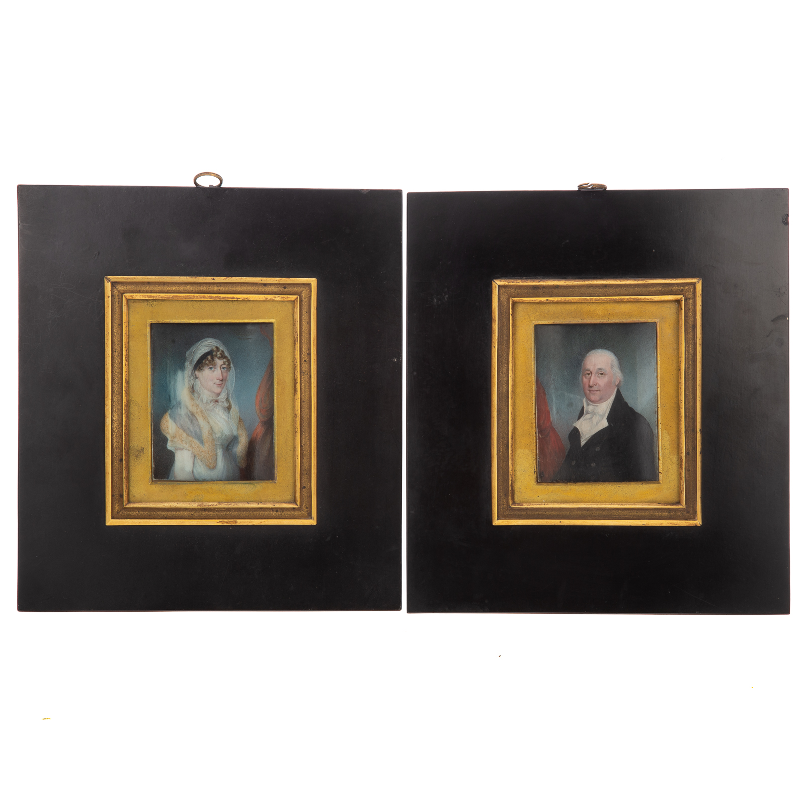 Appraisal: H MILLETT CROMPTON FAMILY PORTRAIT MINIATURES Late th century gouache