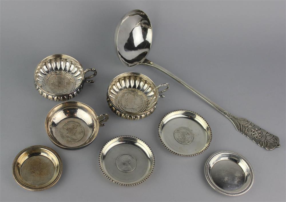 Appraisal: SIX CONTINENTAL OR MEXICAN SILVER VARIOUS SMALL WINE OR SERVING