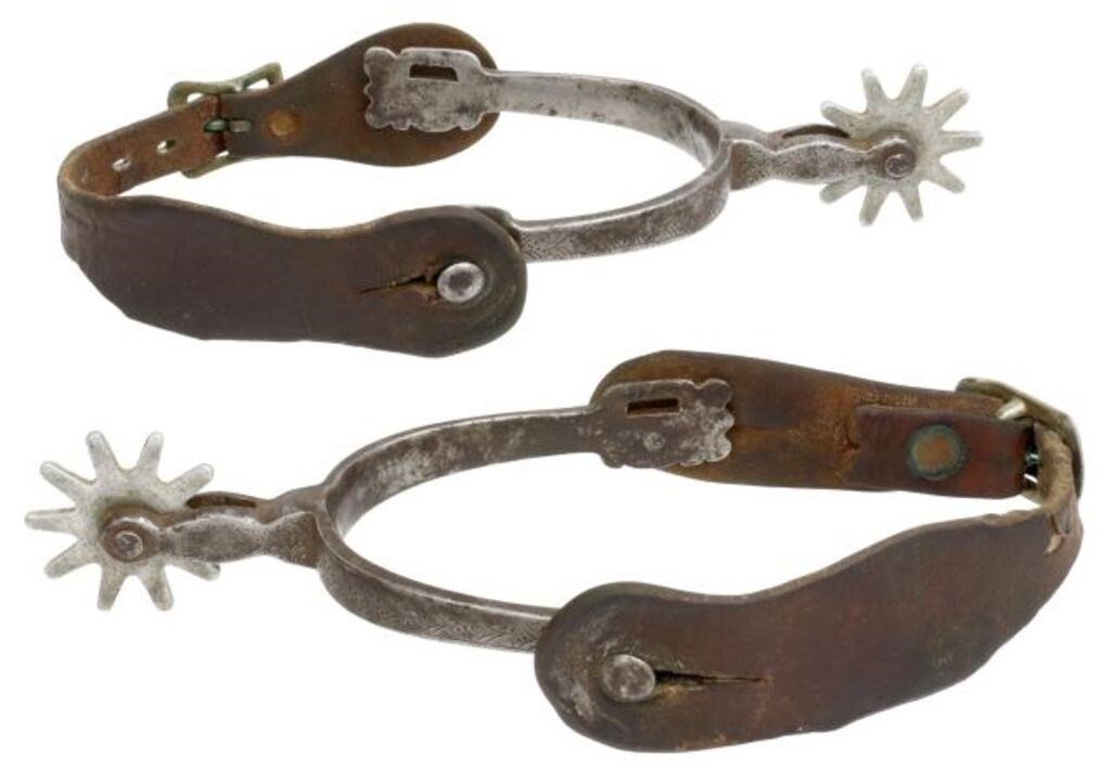 Appraisal: Western iron cowboy spurs attributed by consigner to August Buermann