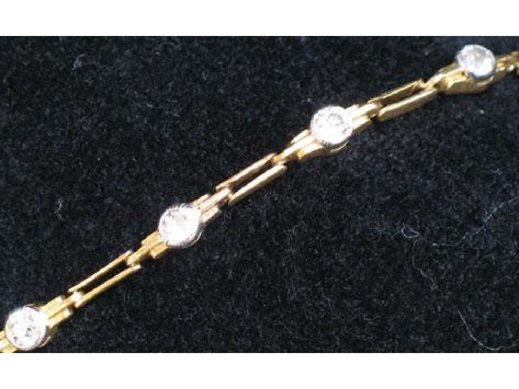 Appraisal: A DIAMOND AND YELLOW GOLD BRACELET the openwork rectangular links