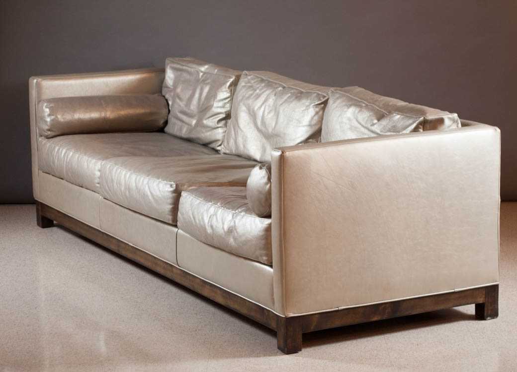 Appraisal: A CONTEMPORARY KIPLING LEATHER SOFA Moore Giles Nickel Metallic color