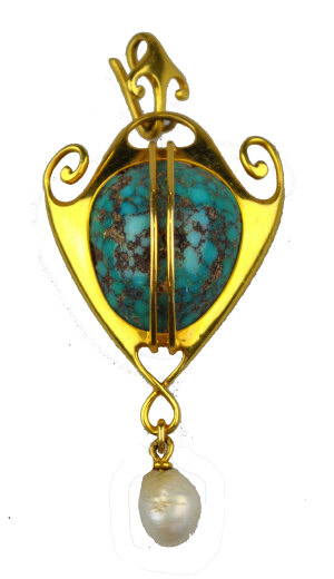 Appraisal: Archibald Knox - Art Nouveau ct yellow gold turquoise and