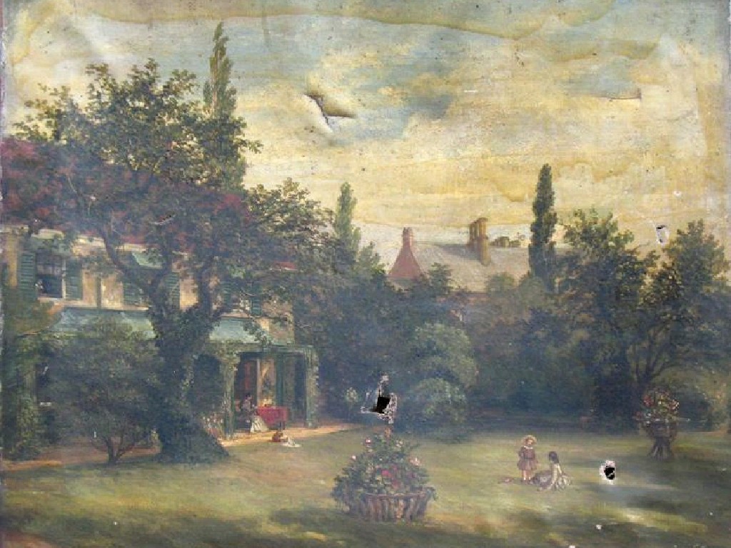 Appraisal: ENGLISH SCHOOL circa Figures on the lawn and in the