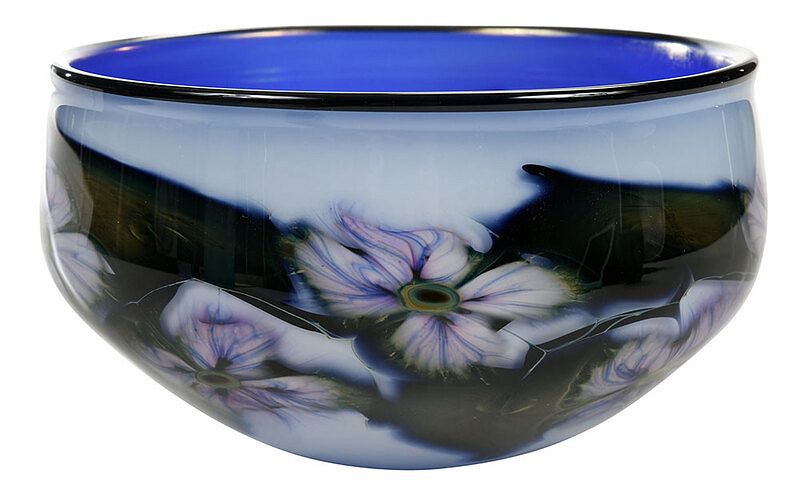 Appraisal: Charles Lotton Multi Flora Art Glass Bowl American st century