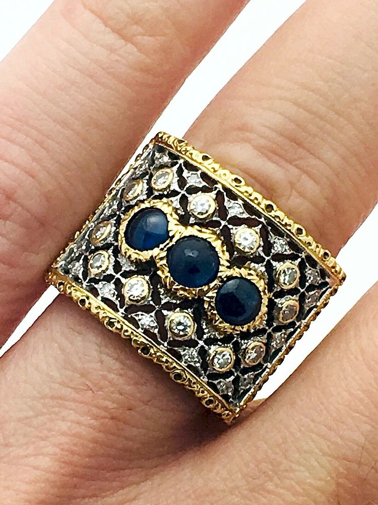 Appraisal: Buccellati k ct Diamond Sapphire Ring Buccellati k Yellow White