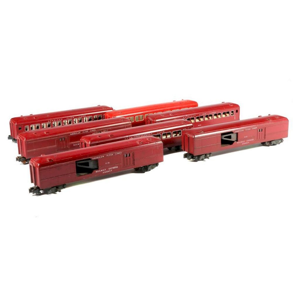 Appraisal: AF S -Pcs Red Passenger Car Lot AF S gauge