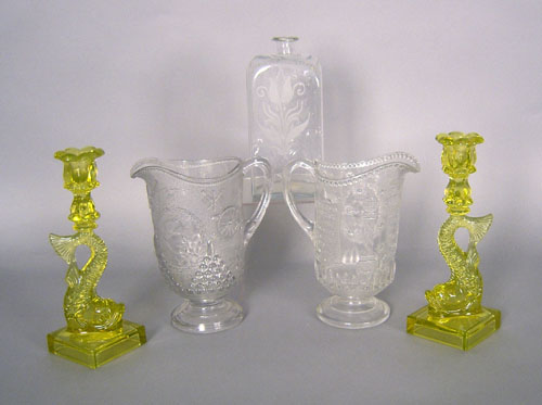 Appraisal: Group of glass to include two Admiral Dewey pitchers pair