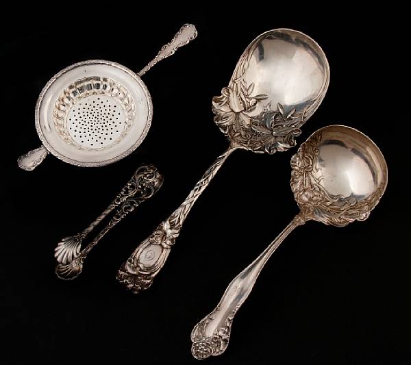 Appraisal: A group of sterling flatware service pieces Comprising Lily berry