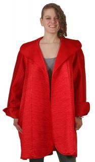 Appraisal: LADY'S DESIGNER COAT Quilted Red Silk Jacket by Spanish Designer