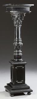 Appraisal: French Ebonized Carved Wood Pedestal c the square top on