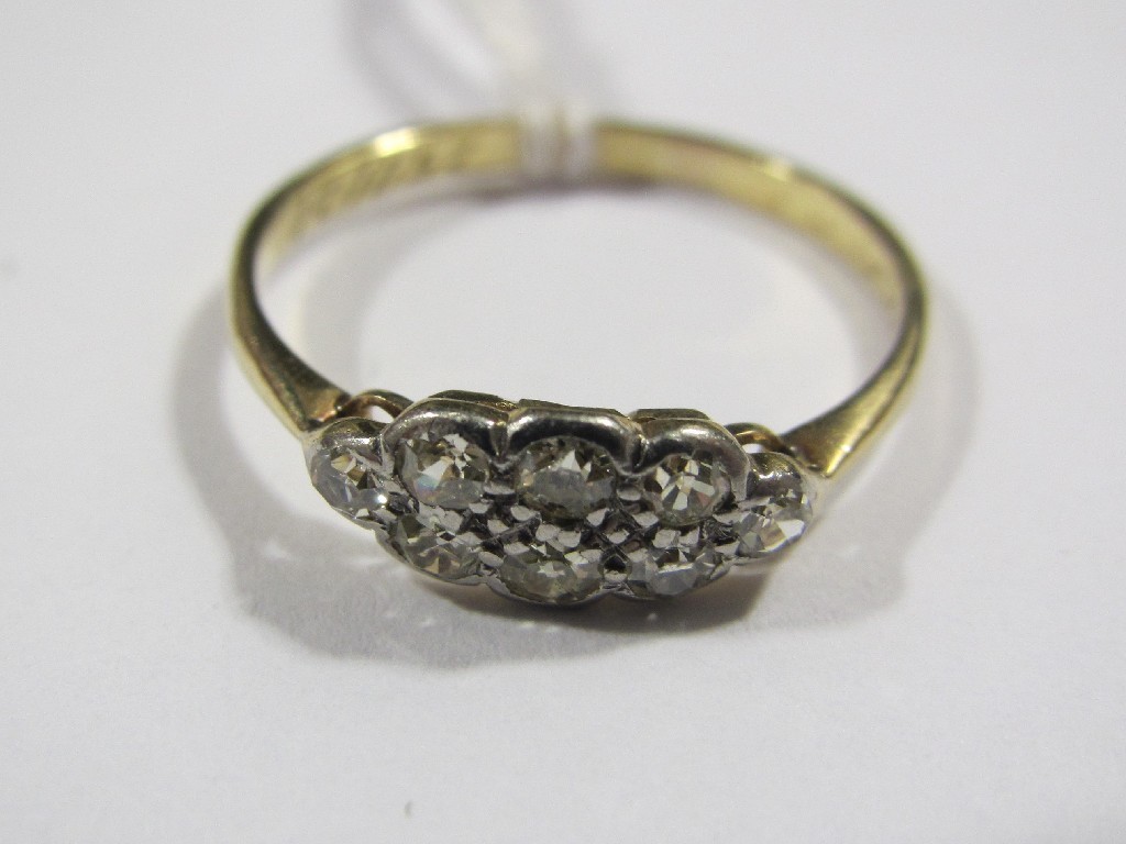 Appraisal: Nineteen twenties ct gold and platinum diamond eight stone diamond