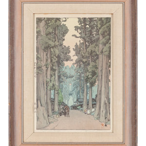 Appraisal: Hiroshi Yoshida Japanese - Cryptomeria Avenue Way to Kasuga Shrine