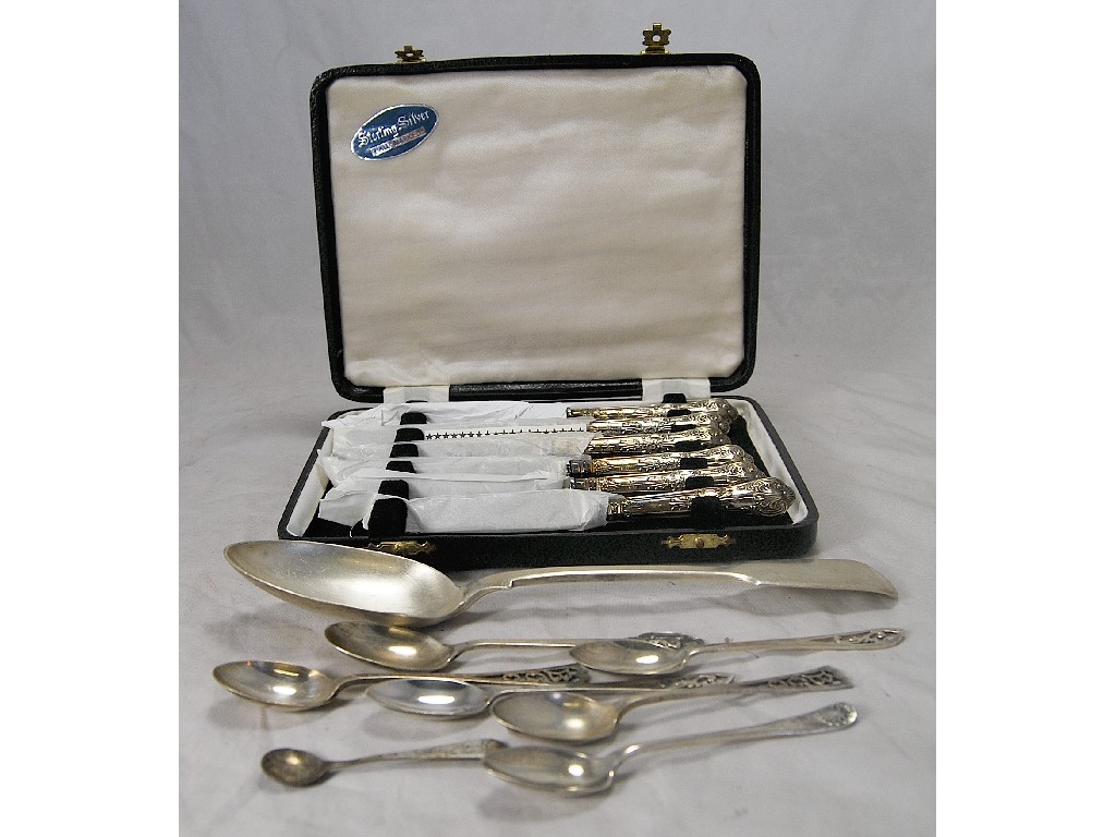 Appraisal: Collection of various spoons including fiddle pattern tablespoon six teaspoons