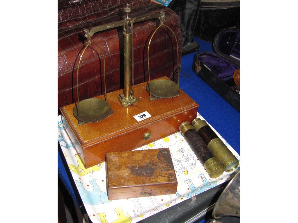 Appraisal: Lot comprising set of scales cased set of weights and