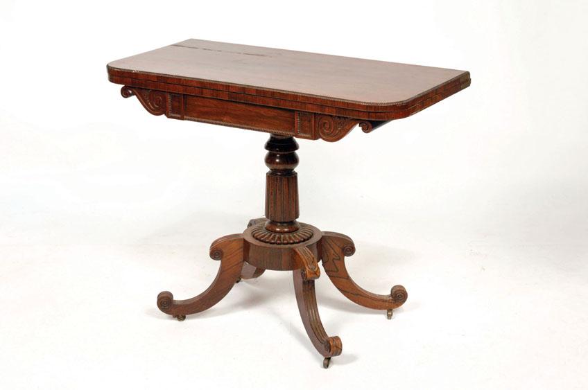 Appraisal: A REGENCY ROSEWOOD AND ROSEWOOD EFFECT FOLD TOP CARD TABLE