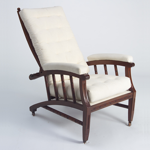 Appraisal: Aesthetic Movement mahogany Morris chair in the style of William