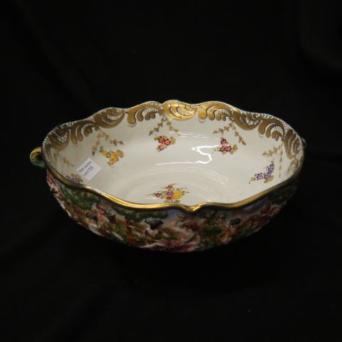 Appraisal: Capodimonte Porcelain Bowl festive scenes with nudes floral gold trim