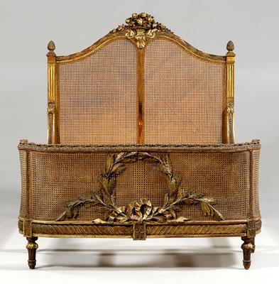 Appraisal: Louis XVI style gilt wood bedstead cane head and footboards