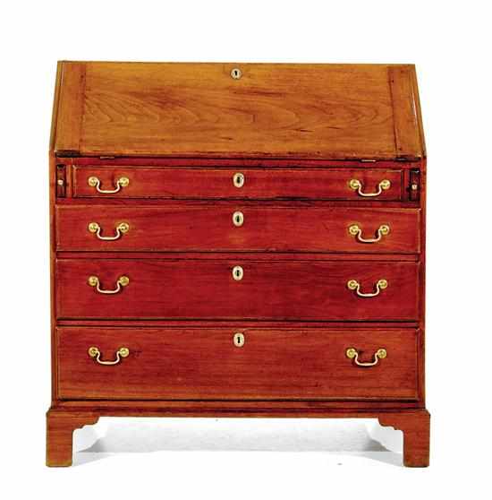 Appraisal: Southern Chippendale walnut slant-front desk late th century dovetailed rectangular