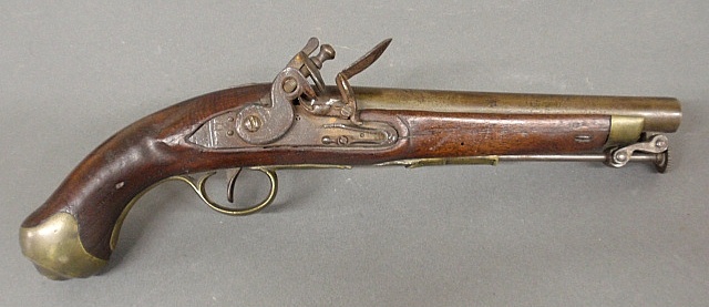 Appraisal: - English flintlock pistol late th c the lock signed