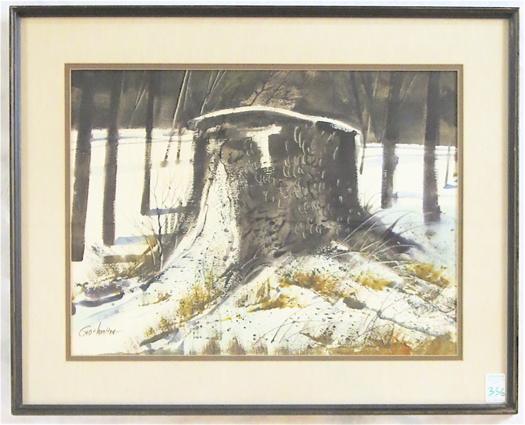 Appraisal: GEORGE HAMILTON WATERCOLOR ON PAPER Oregon Massachusetts born Tree stump