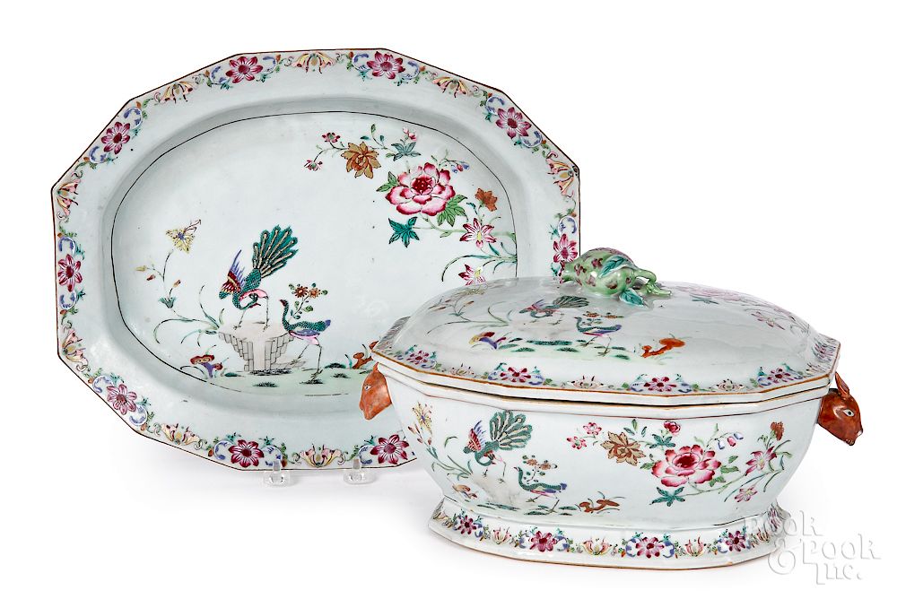 Appraisal: Chinese export porcelain rose tureen and undertra Chinese export porcelain