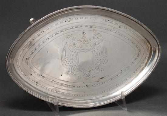 Appraisal: English engraved sterling silver tray with hallmarks of Alexander Field