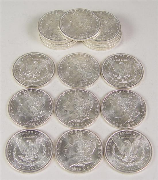 Appraisal: Roll of -S Morgan Dollars A super roll of BU