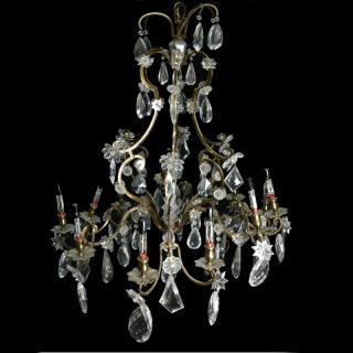 Appraisal: Crystal Chandelier Crystal chandelier with brass and drop faceted crystals