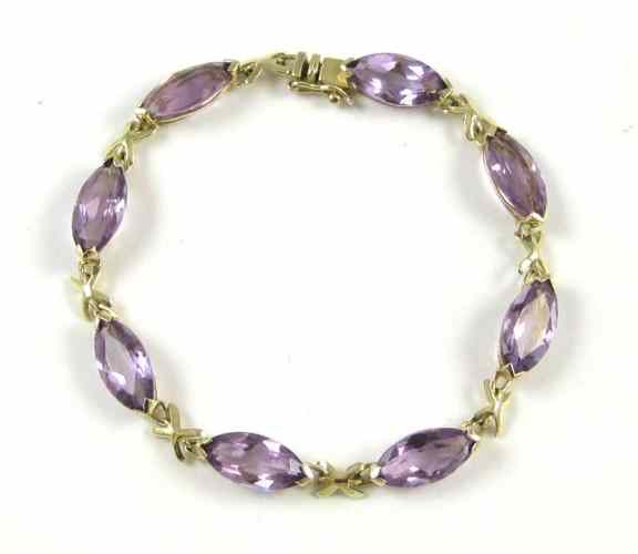 Appraisal: AMETHYST AND TEN KARAT GOLD BRACELET - inches in length