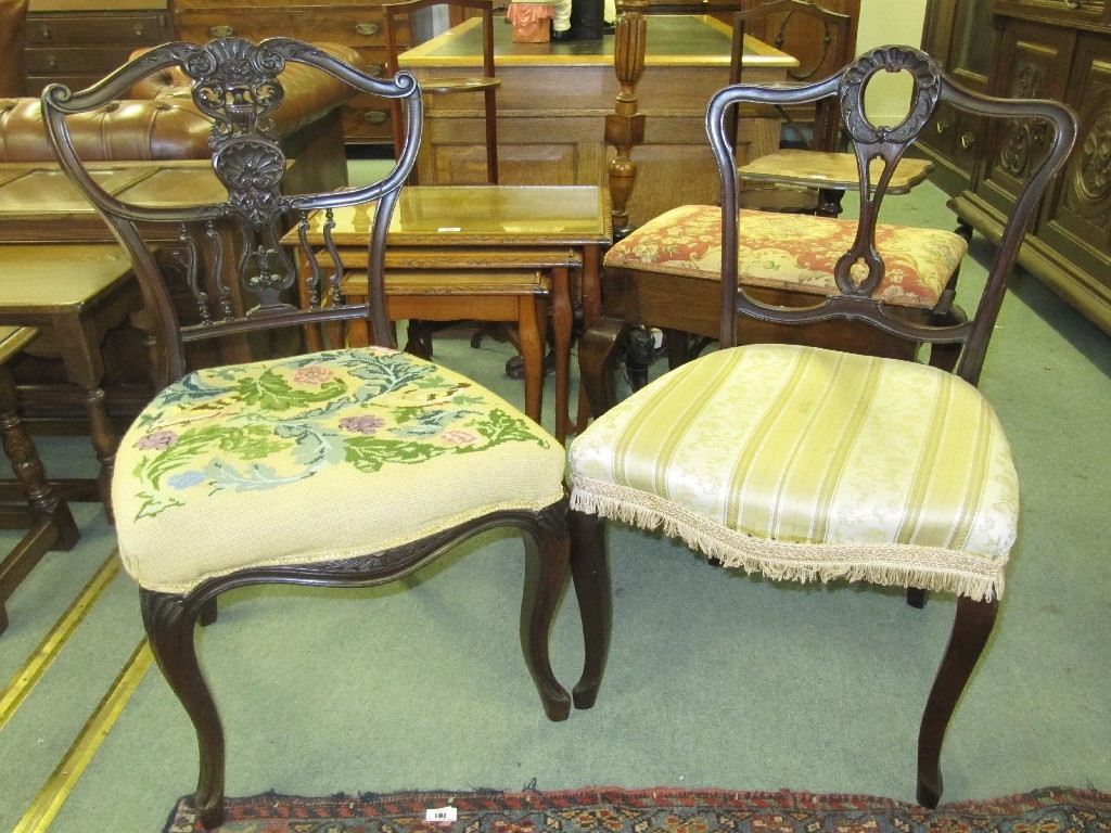 Appraisal: Two Edwardian mahogany parlour chairs