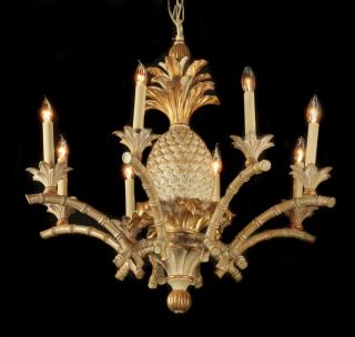 Appraisal: Italian carved and gilt 'pineapple' chandelier h Italian carved gilt