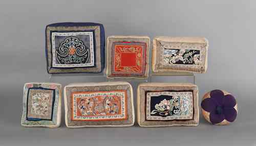 Appraisal: Seven Chinese silkwork pillows