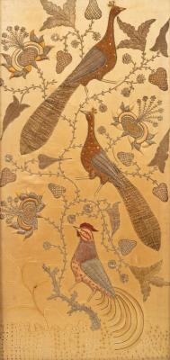 Appraisal: A panel of Indian needlework of birds and other sequined