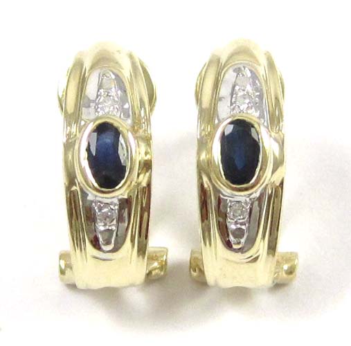 Appraisal: PAIR OF SAPPHIRE AND DIAMOND EARRINGS each k gold set