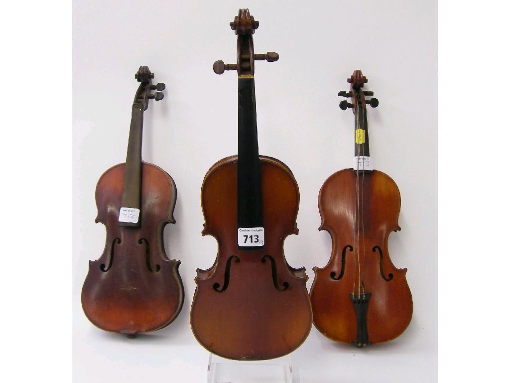 Appraisal: French Stradivari copy child's size violin together with a child's