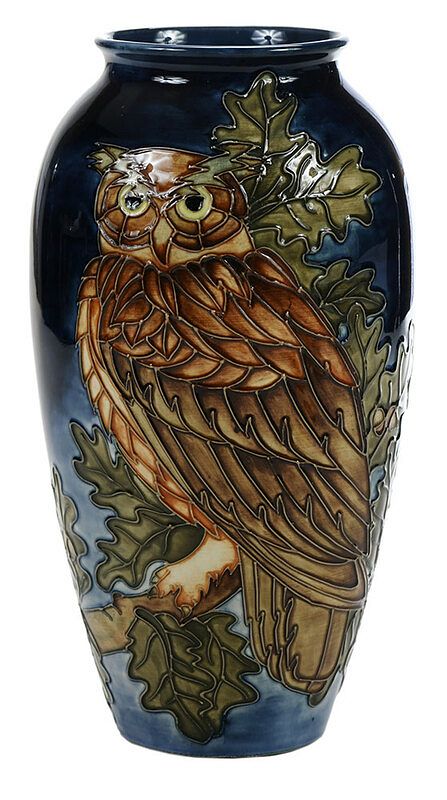 Appraisal: William Moorcroft Owl Vase British th century designed by Sally