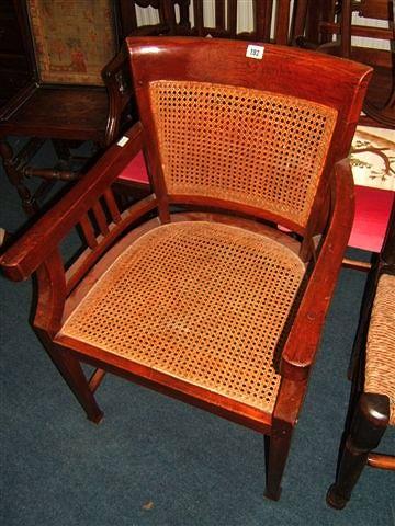 Appraisal: A set of four Continental style mahogany armchairs with caned