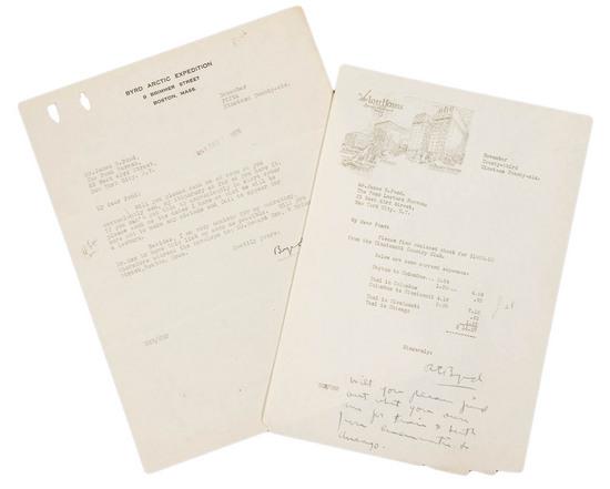 Appraisal: POLAR - BYRD Richard E Two typed letters signed Byrd