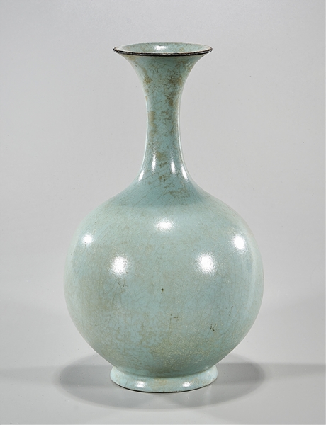 Appraisal: Chinese green glazed globular vase x approx