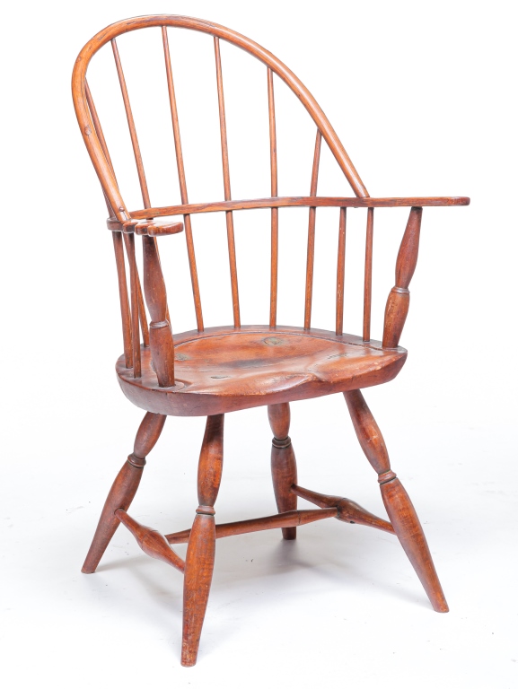 Appraisal: AMERICAN SACK BACK WINDSOR ARM CHAIR Ca maple and oak