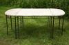 Appraisal: DINING TABLE - Three-part wrought iron marble top exterior dining