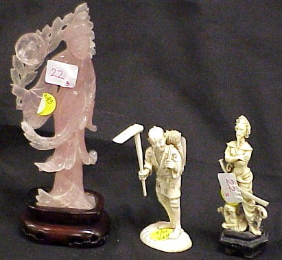 Appraisal: Rose quartz carving of an Oriental figure high some chips